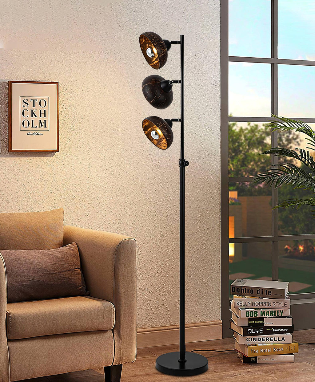 Eclipse Walnut Floor Lamp 11.8"