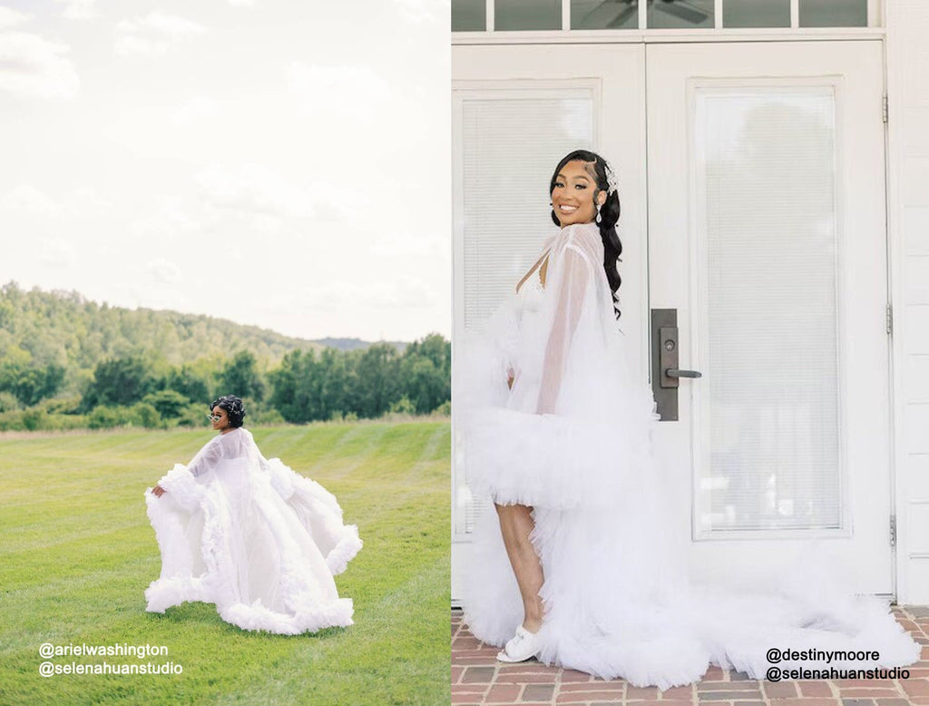 Tulle Ruffled Sleeves Fringe Multi-Color Custom Robe Dress for Theme Photo Shoot