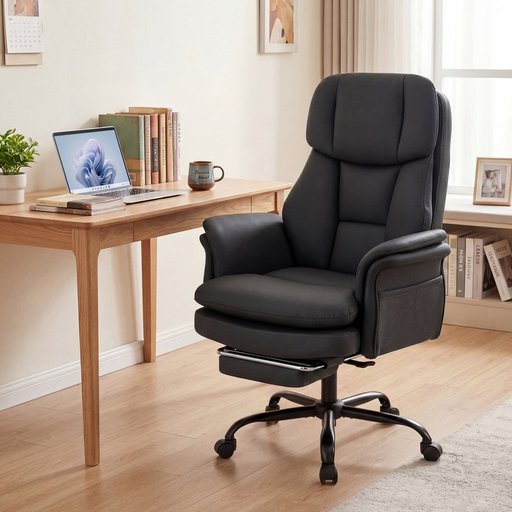 Big and Tall Office Chair with Retractable Footrest 500 lbs