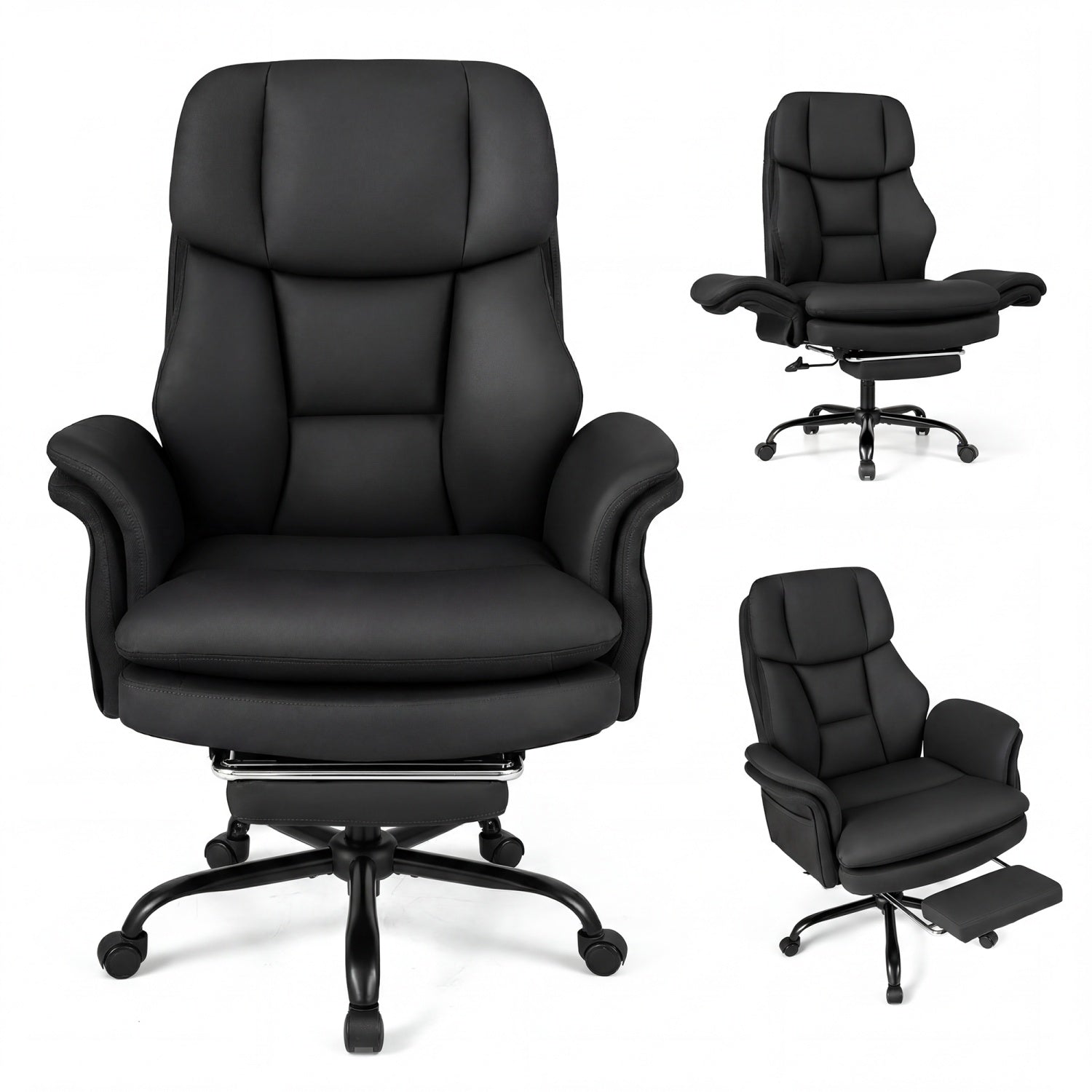 Big and Tall Office Chair with Retractable Footrest 500 lbs