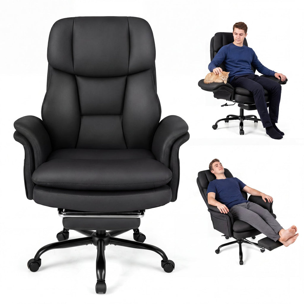 Big and Tall Office Chair with Retractable Footrest 500 lbs