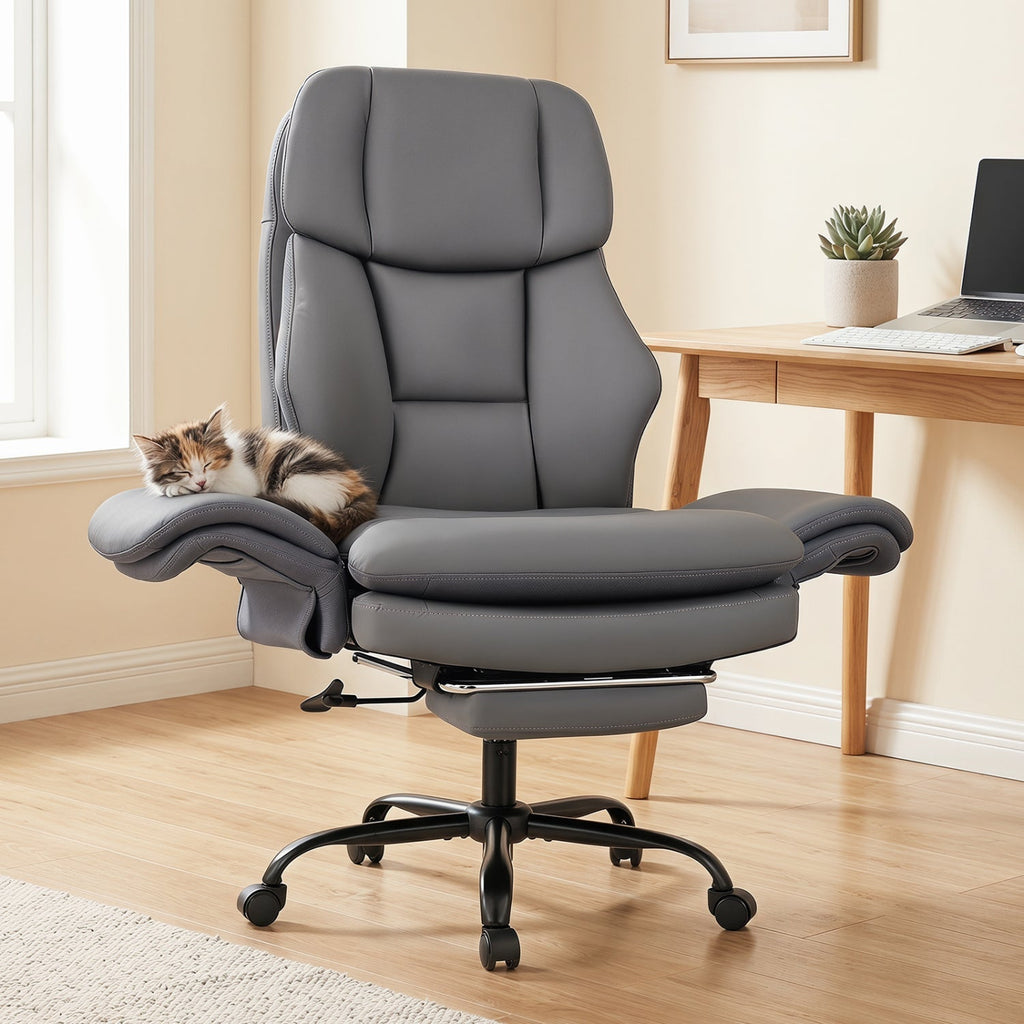 Big and Tall Office Chair with Retractable Footrest 500 lbs
