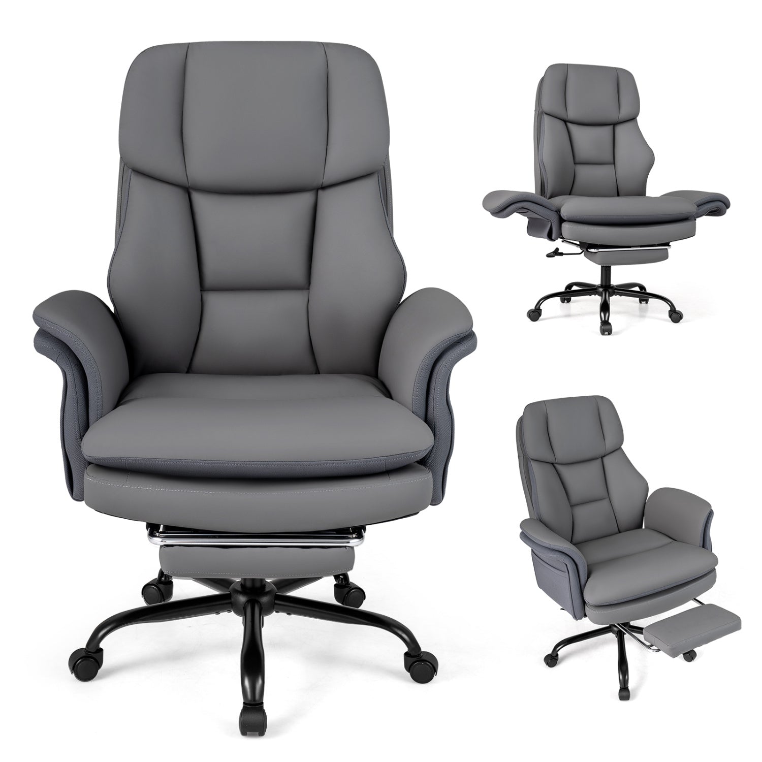 Big and Tall Office Chair with Retractable Footrest 500 lbs