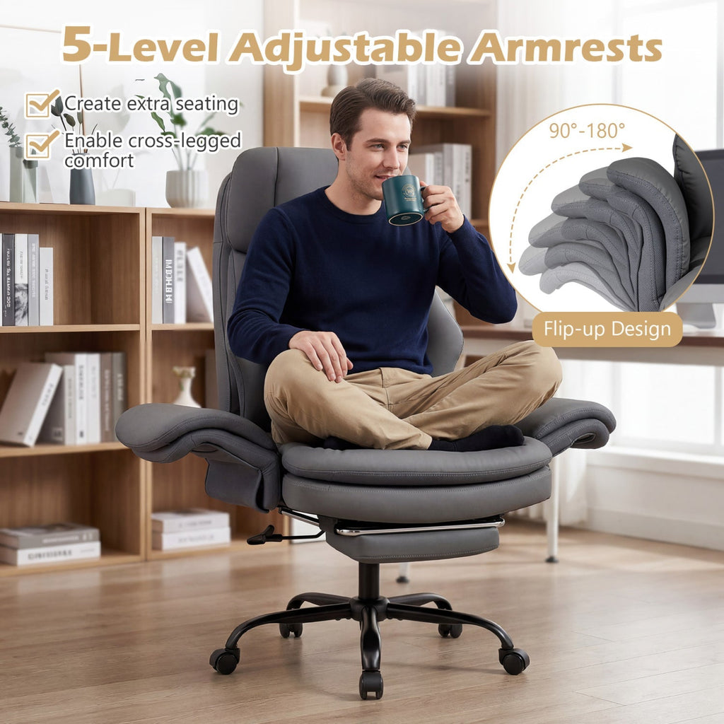 Big and Tall Office Chair with Retractable Footrest 500 lbs