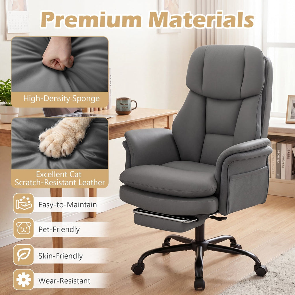 Big and Tall Office Chair with Retractable Footrest 500 lbs