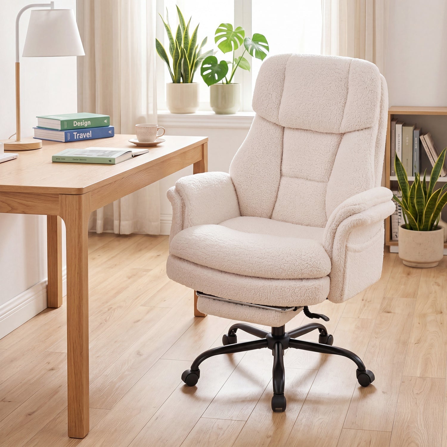 Big and Tall Office Chair with Retractable Footrest 500 lbs