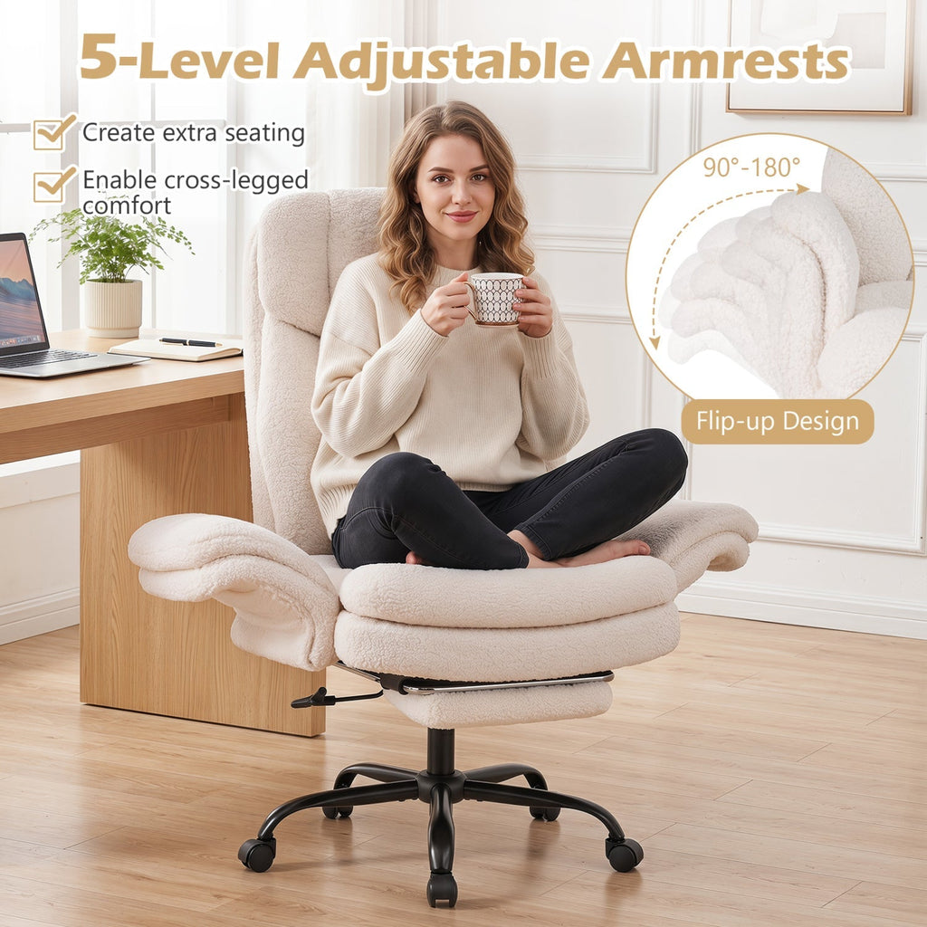 Big and Tall Office Chair with Retractable Footrest 500 lbs