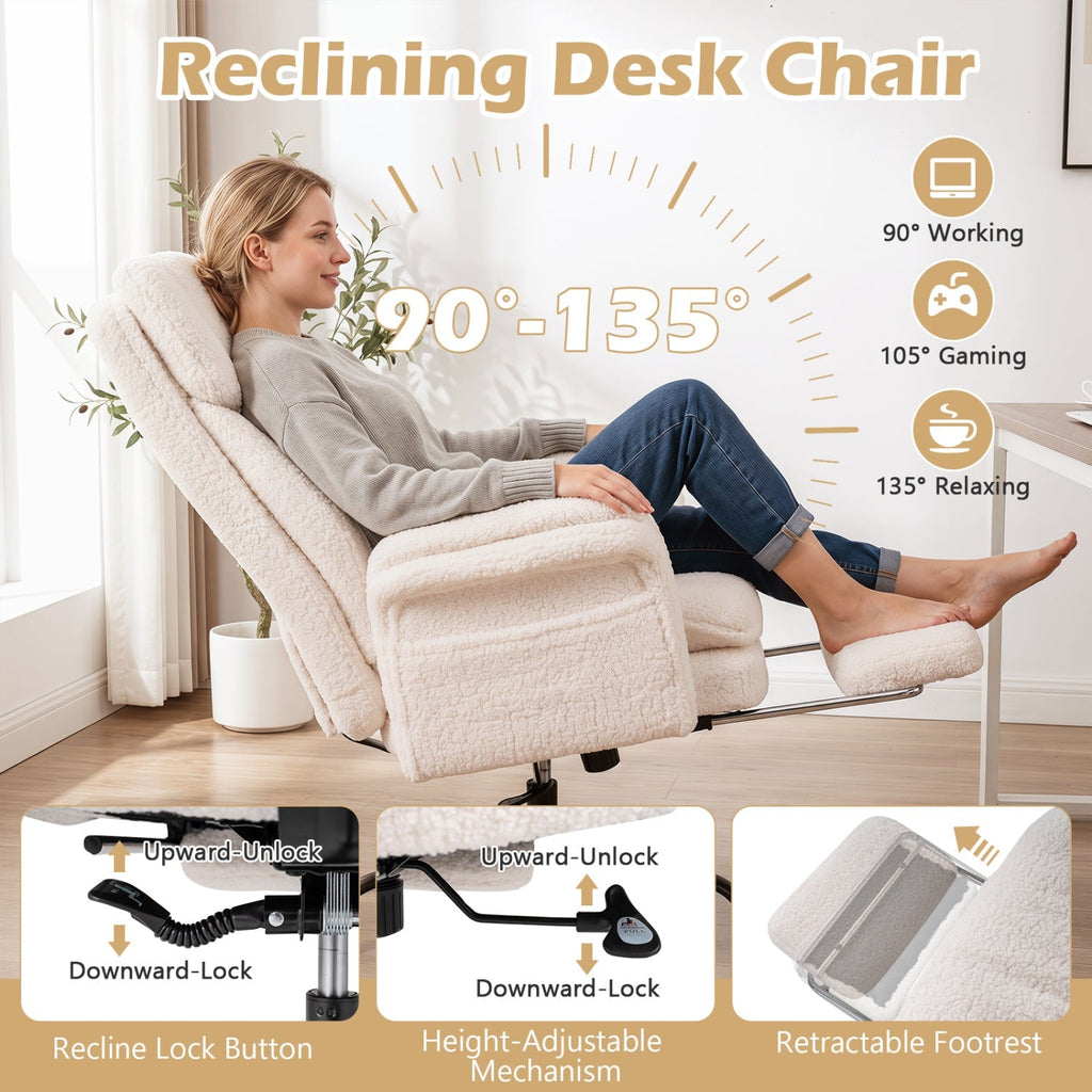 Big and Tall Office Chair with Retractable Footrest 500 lbs