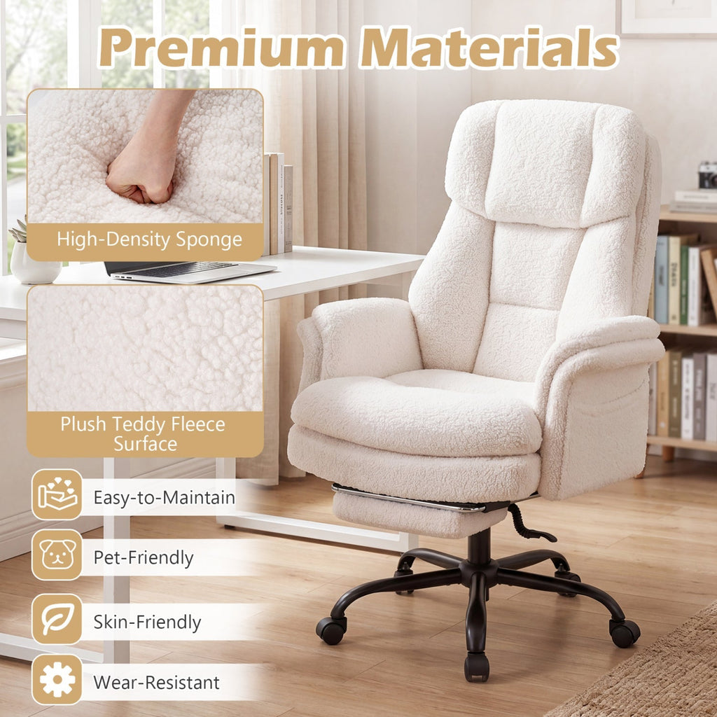 Big and Tall Office Chair with Retractable Footrest 500 lbs