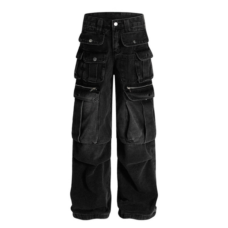 Wrinkled Multi Pocket Workwear Jeans - Premium Japanese Denim