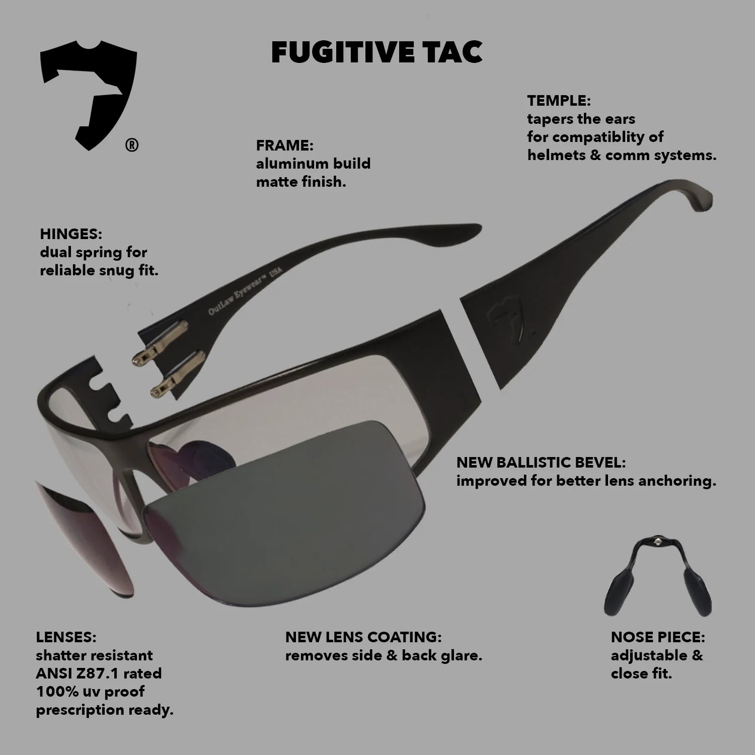 Fugitive TAC Black / Pathfinder 5.0 Transition - ANSI Z87.1-2015 (2 Pack)