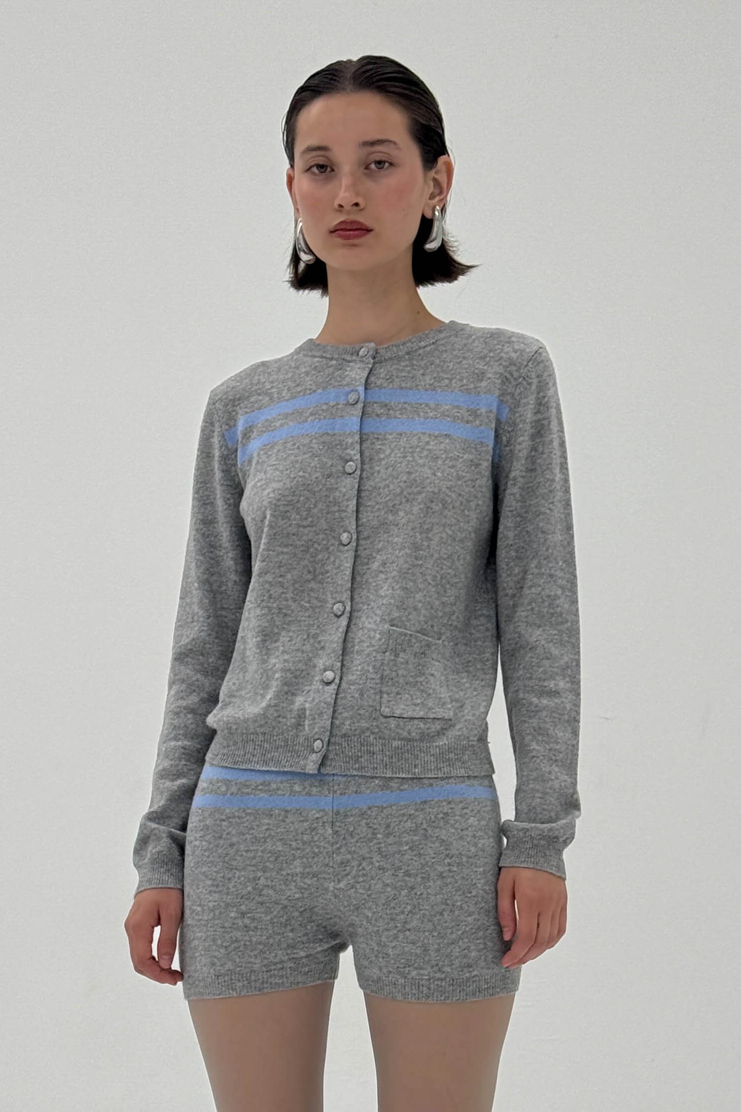 Cashmere Wool Stripe Cardigan