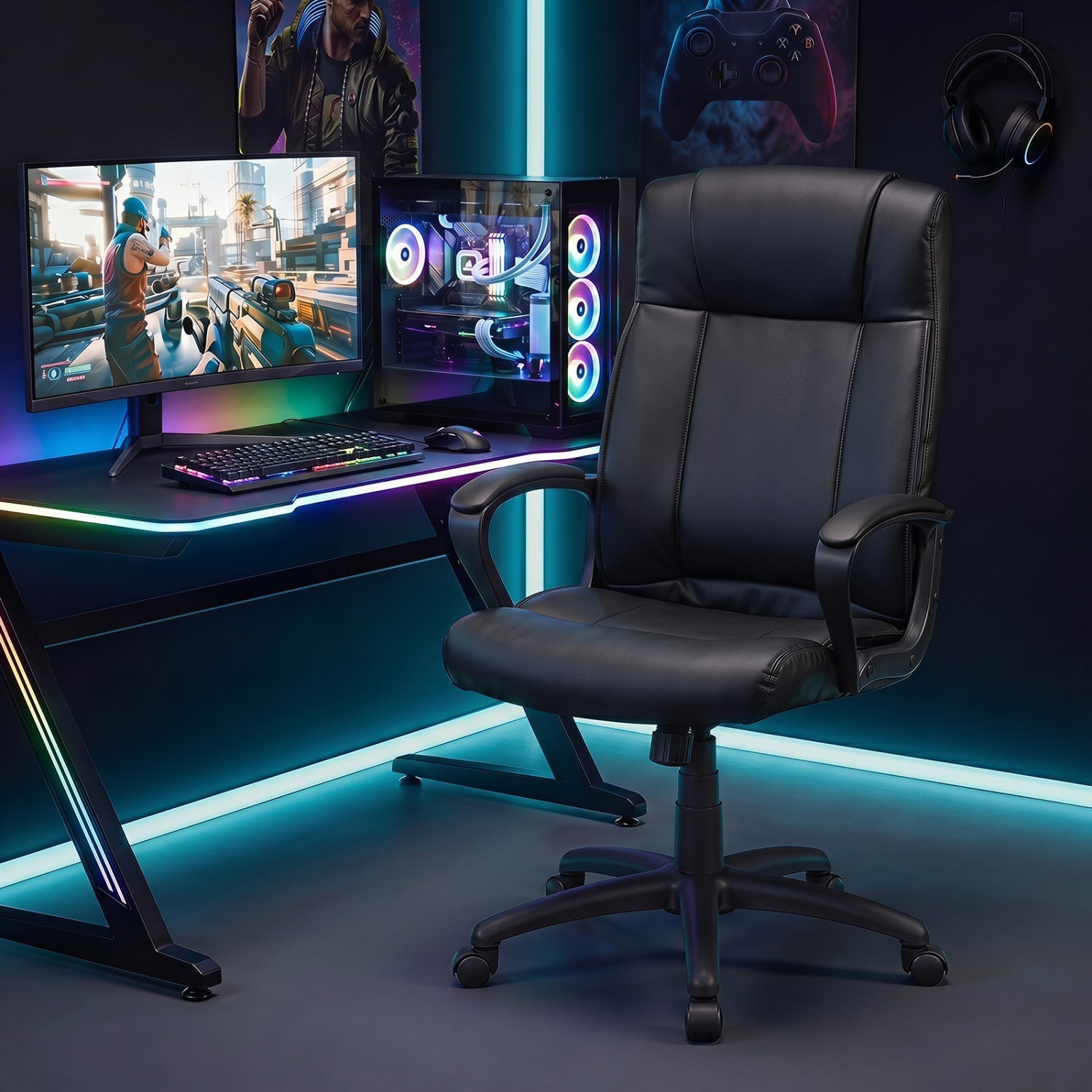 Ergonomic Office Chair with Rocking Function - Faux Leather