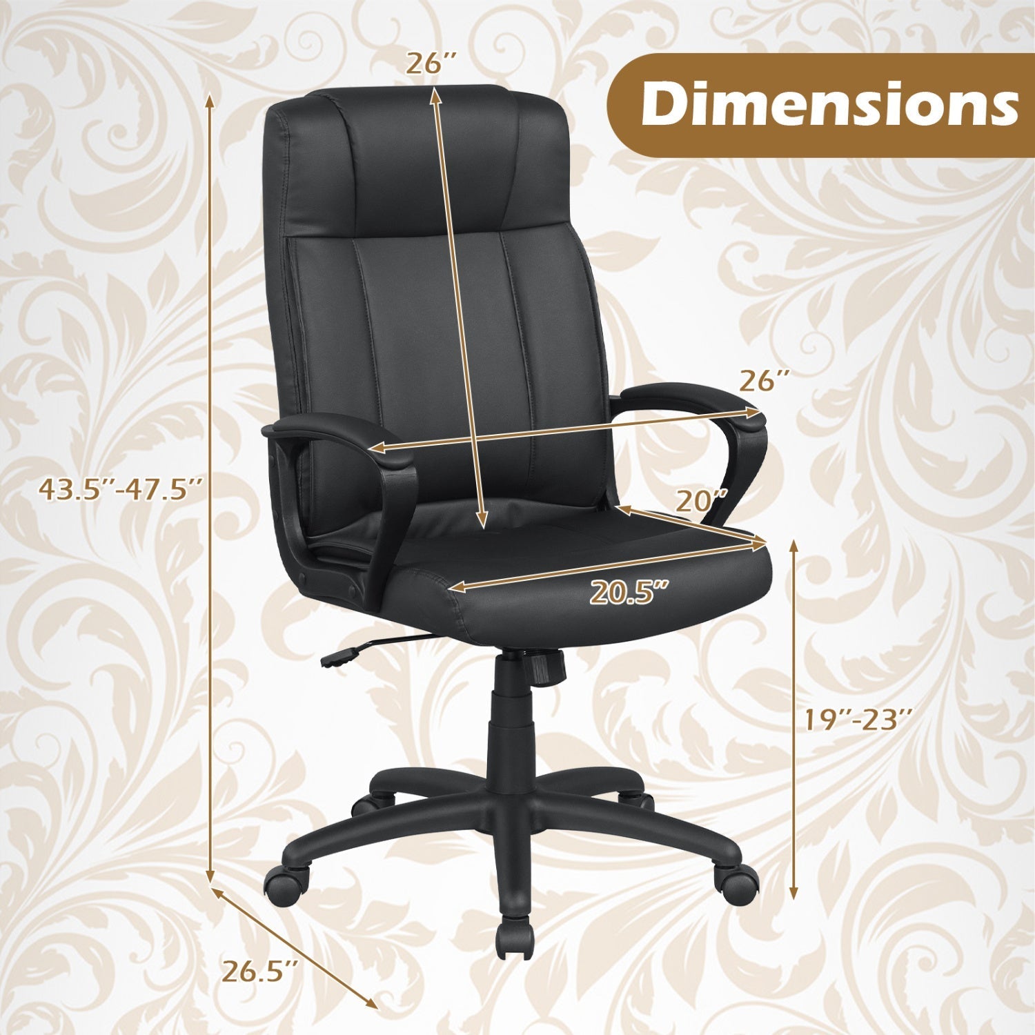 Ergonomic Office Chair with Rocking Function - Faux Leather