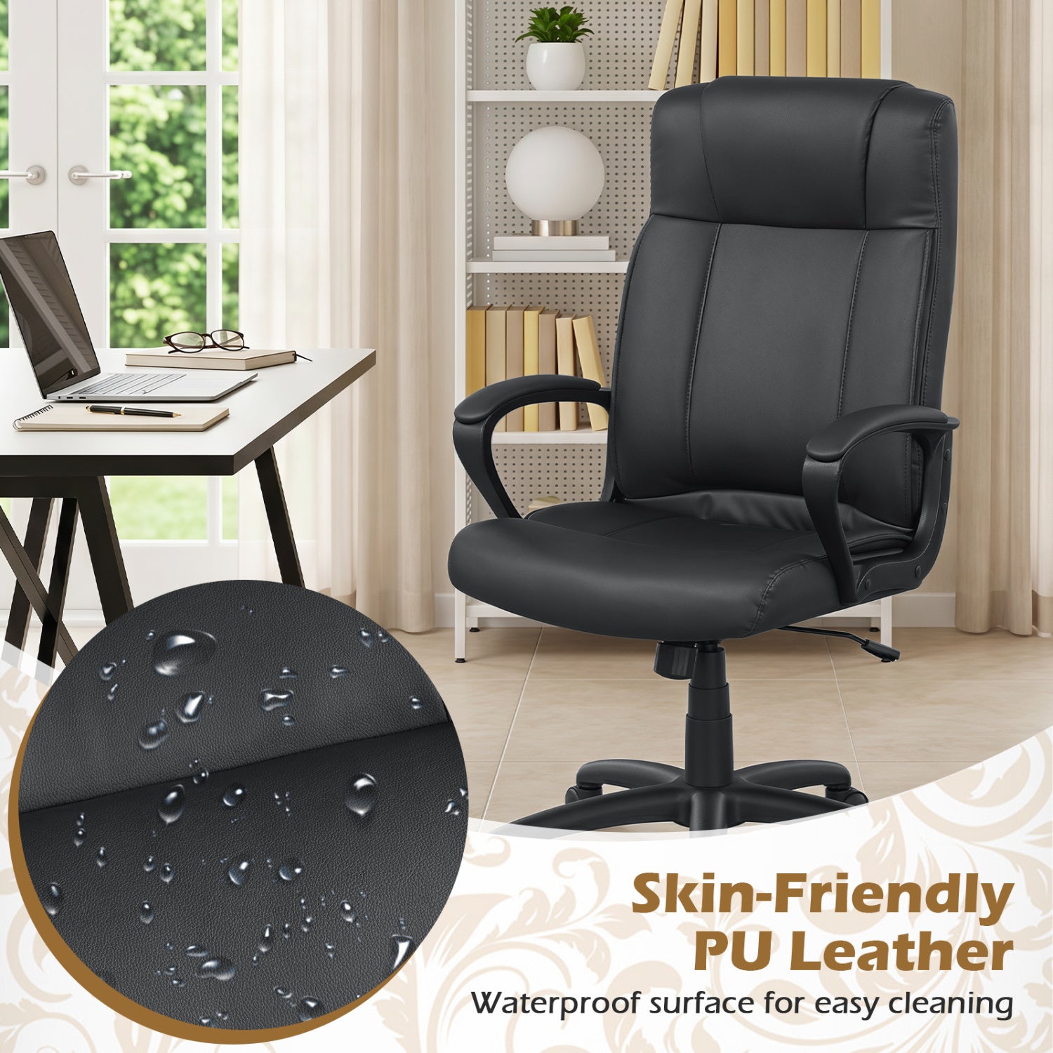 Ergonomic Office Chair with Rocking Function - Faux Leather