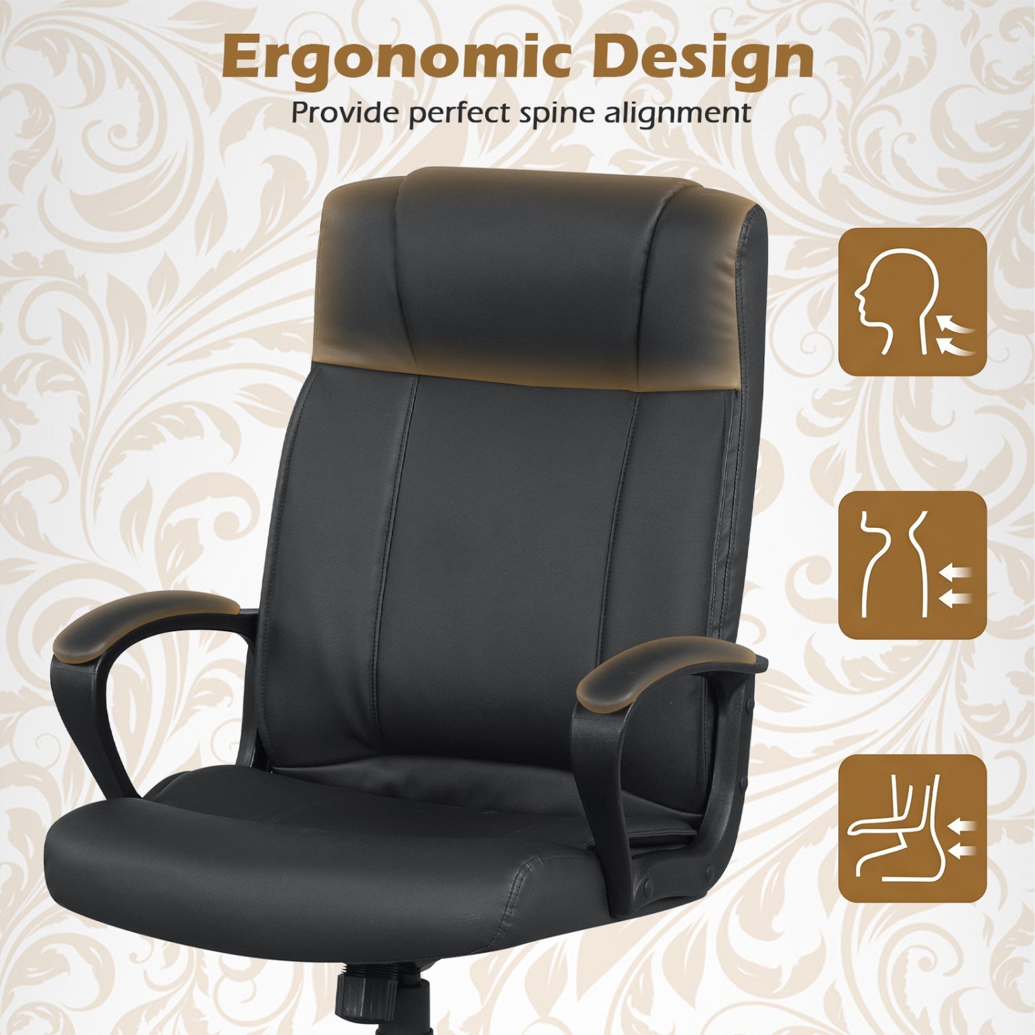 Ergonomic Office Chair with Rocking Function - Faux Leather