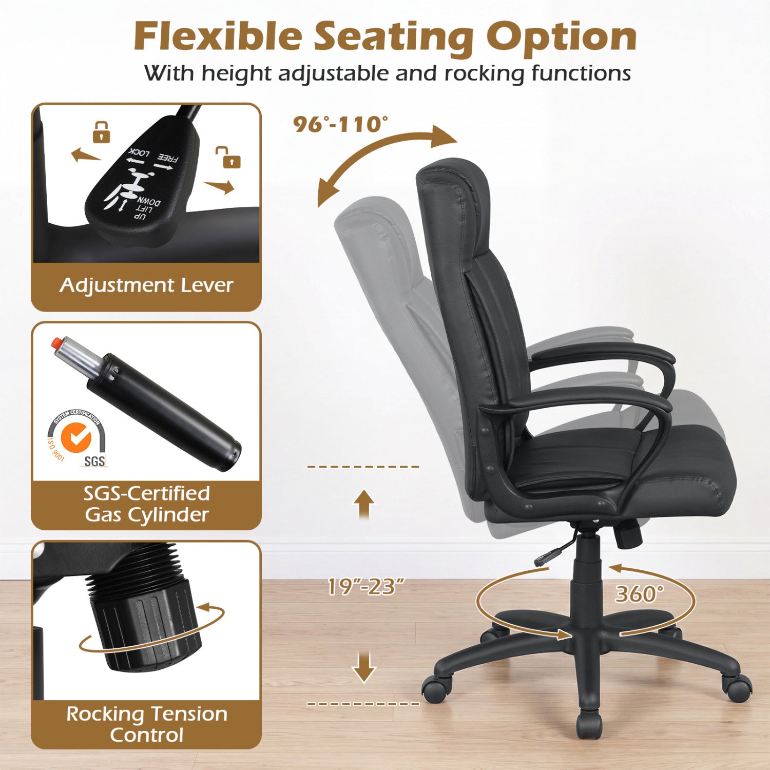 Ergonomic Office Chair with Rocking Function - Faux Leather