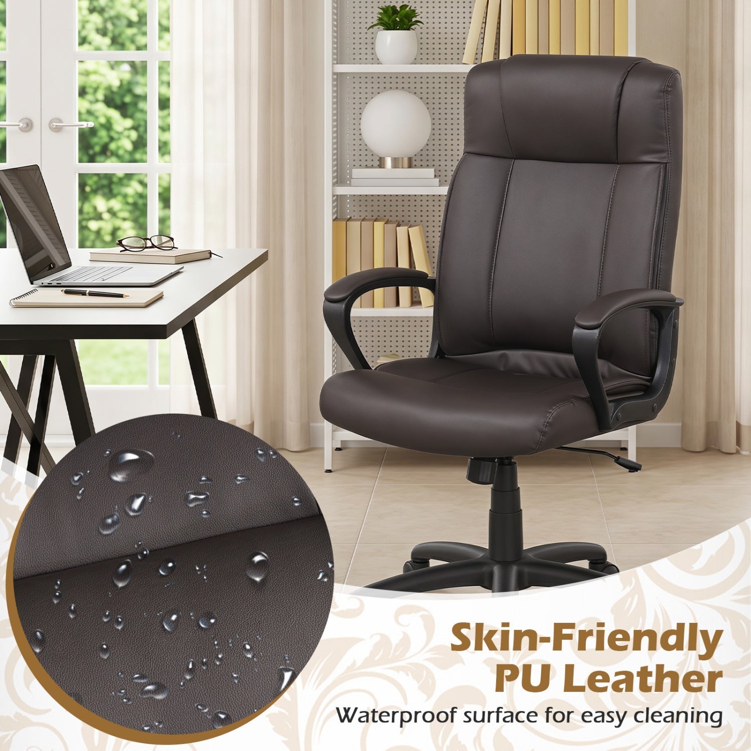 Ergonomic Office Chair with Rocking Function - Faux Leather