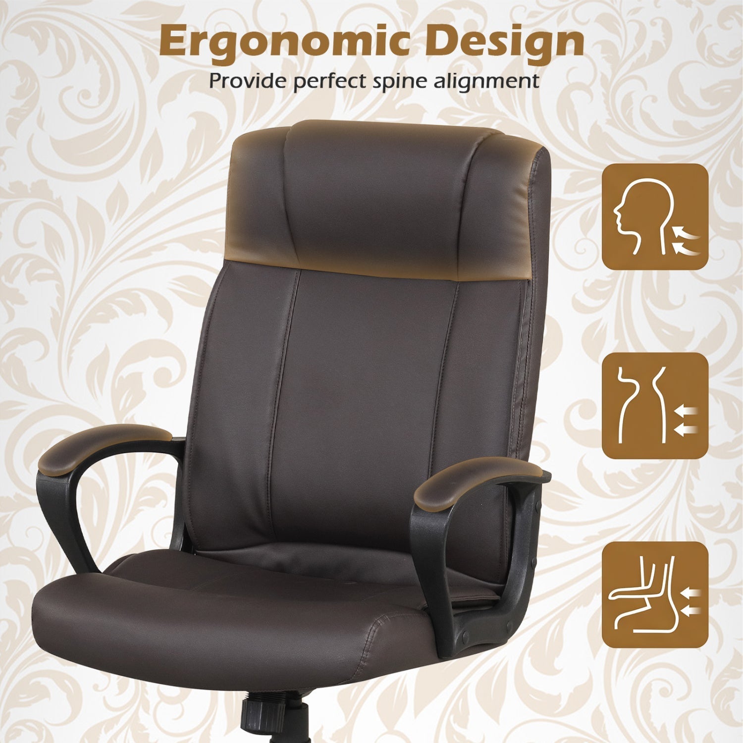 Ergonomic Office Chair with Rocking Function - Faux Leather