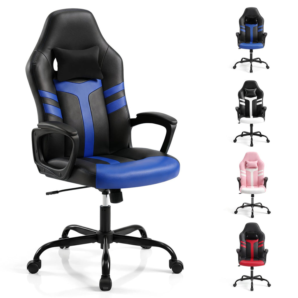 Ergonomic Gaming Chair with Removable Head Pillow & Rocking