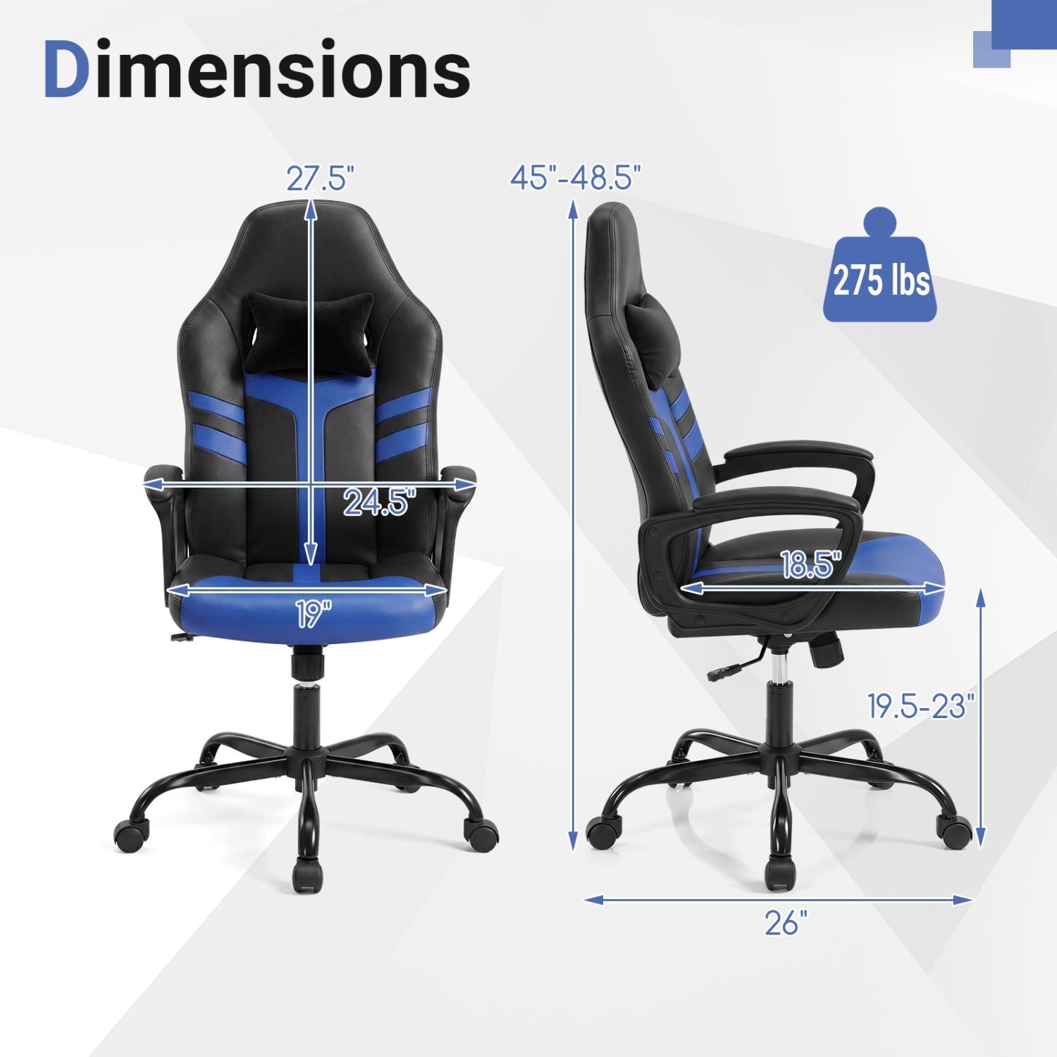 Ergonomic Gaming Chair with Removable Head Pillow & Rocking
