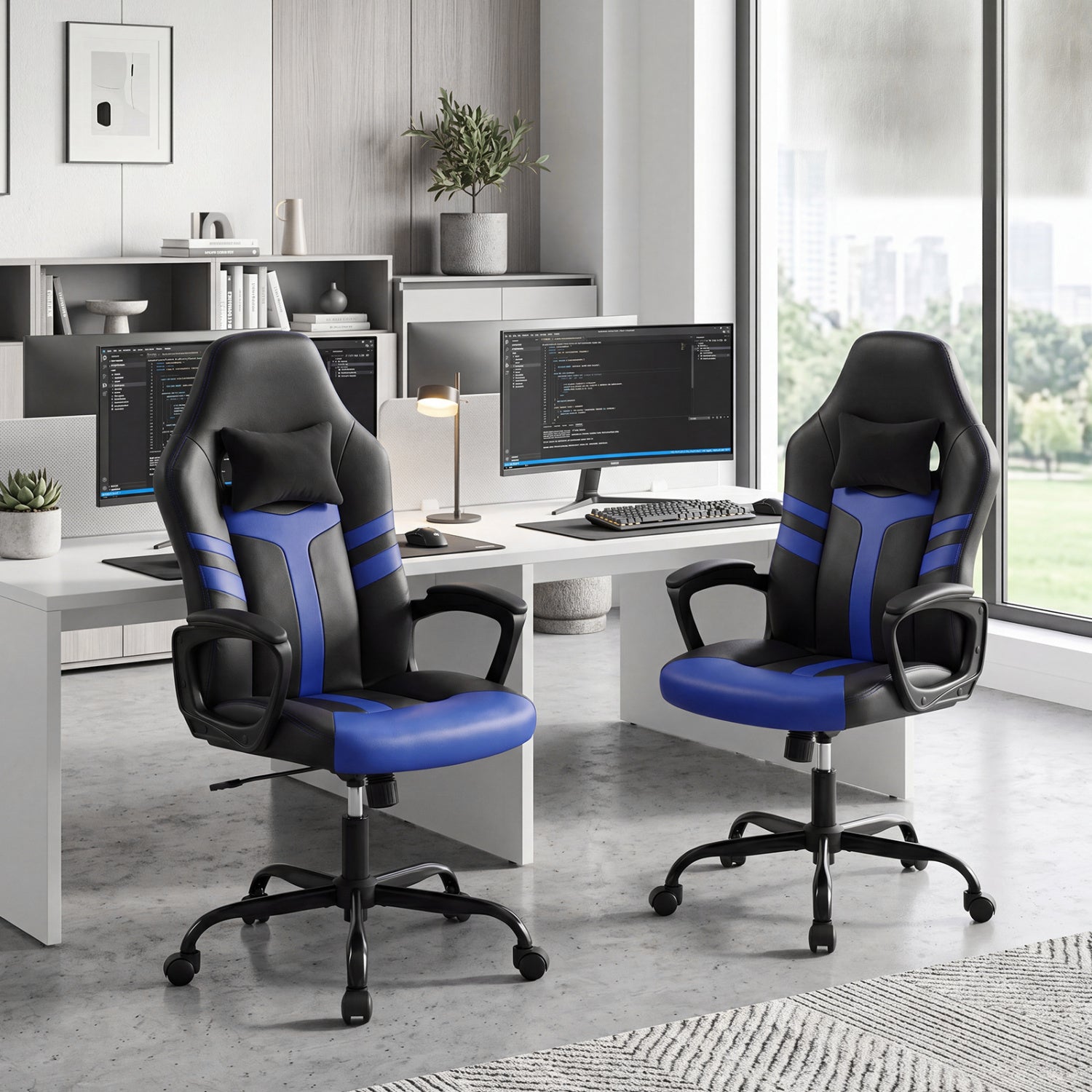 Ergonomic Gaming Chair with Removable Head Pillow & Rocking