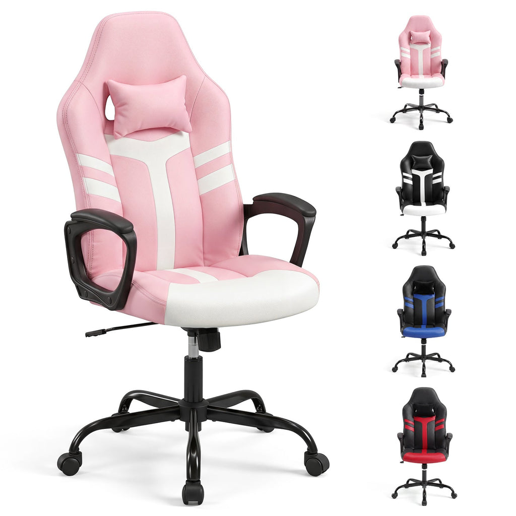 Ergonomic Gaming Chair with Removable Head Pillow & Rocking