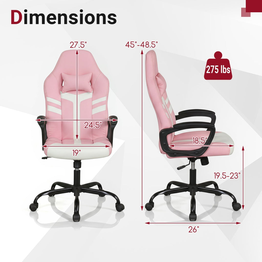 Ergonomic Gaming Chair with Removable Head Pillow & Rocking