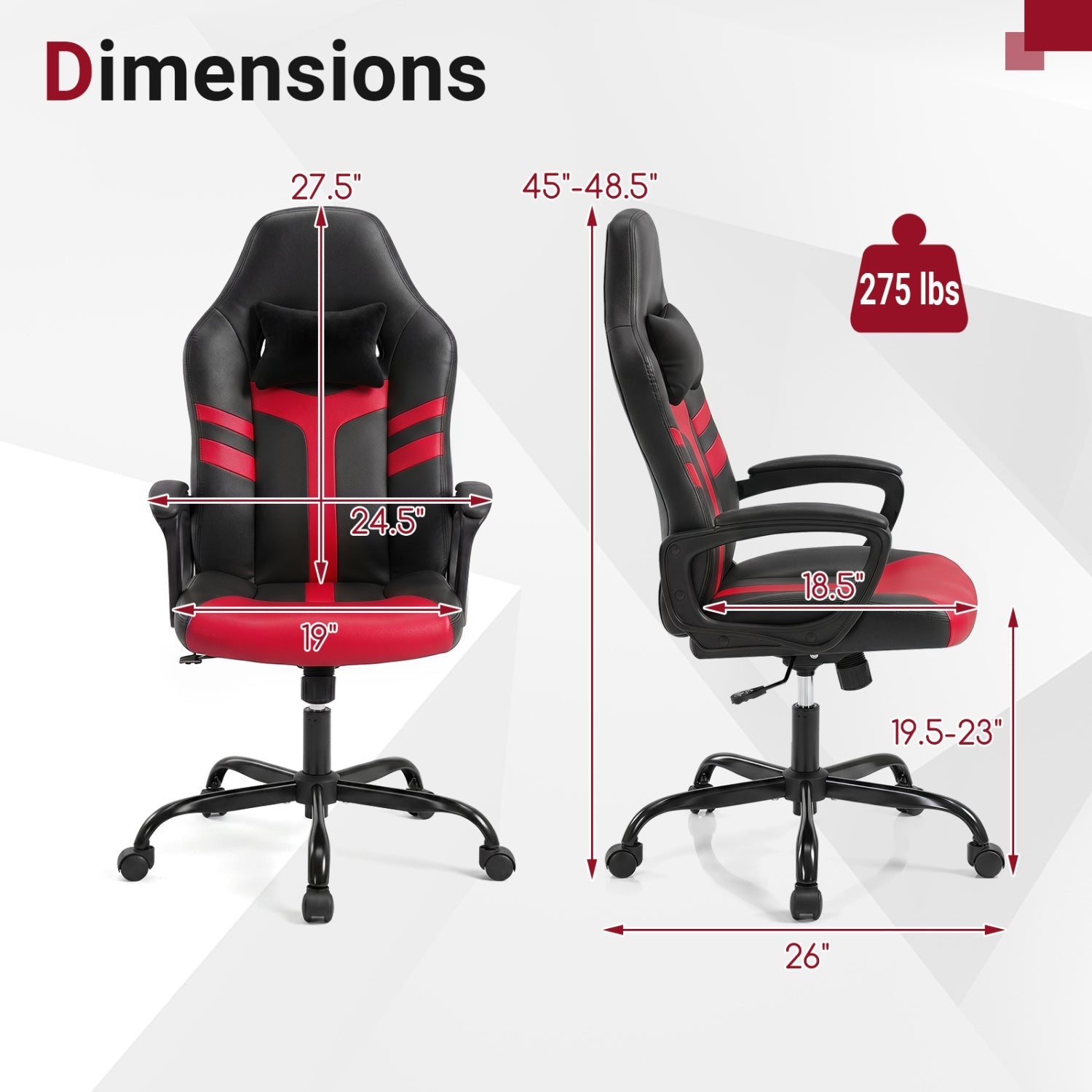Ergonomic Gaming Chair with Removable Head Pillow & Rocking