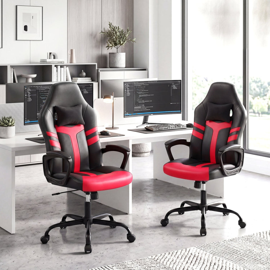 Ergonomic Gaming Chair with Removable Head Pillow & Rocking