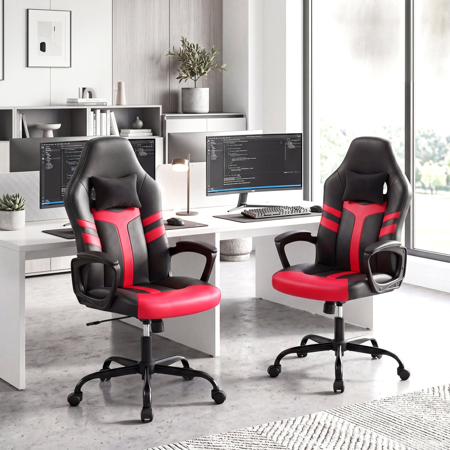 Ergonomic Gaming Chair with Removable Head Pillow & Rocking