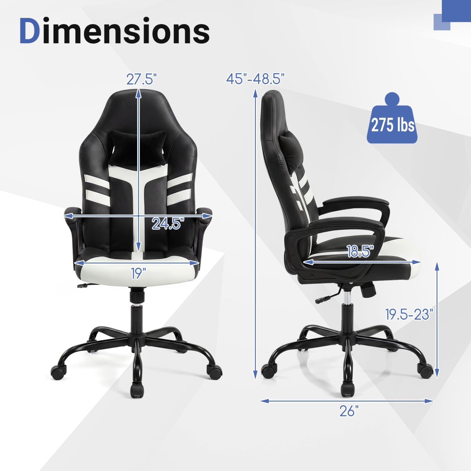 Ergonomic Gaming Chair with Removable Head Pillow & Rocking