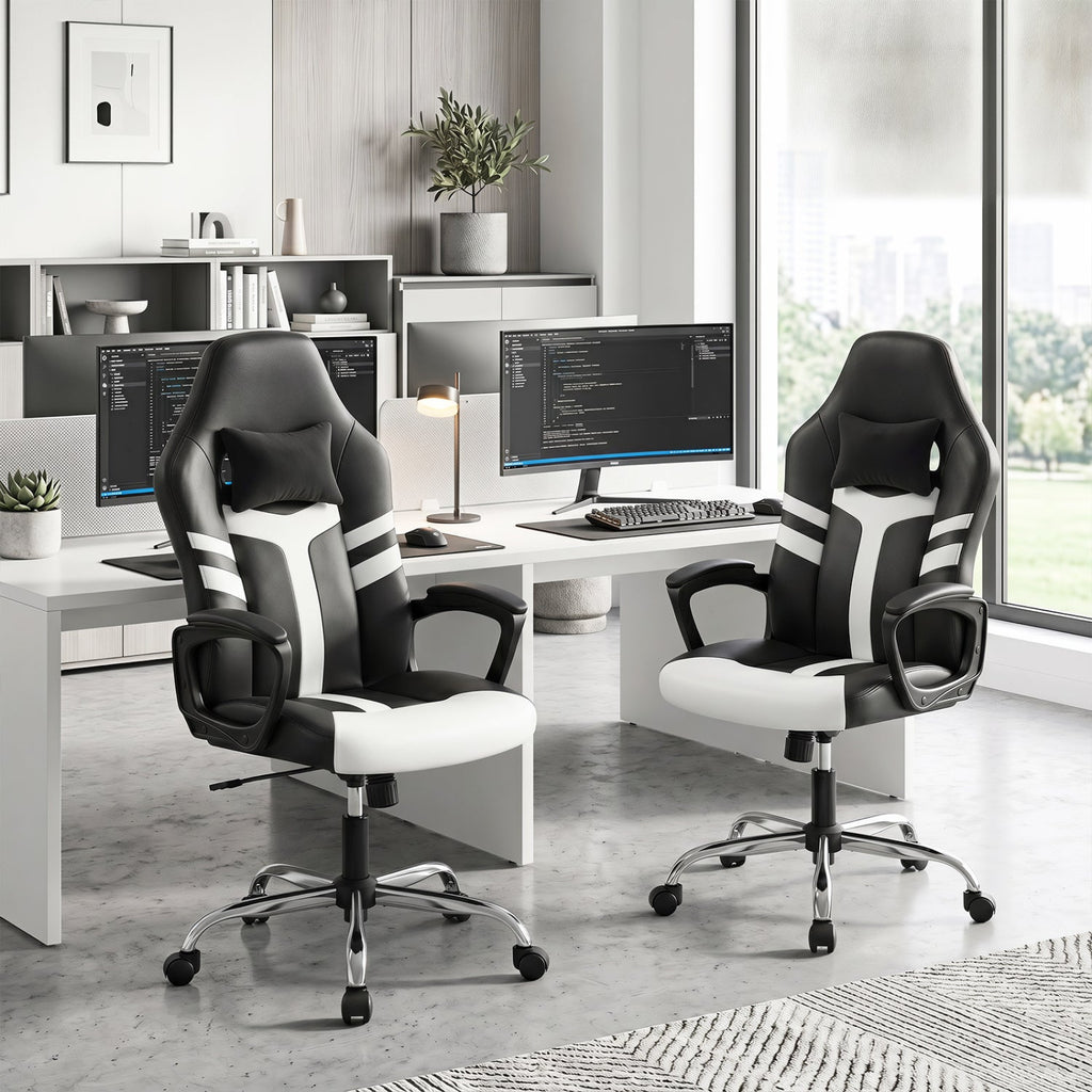 Ergonomic Gaming Chair with Removable Head Pillow & Rocking