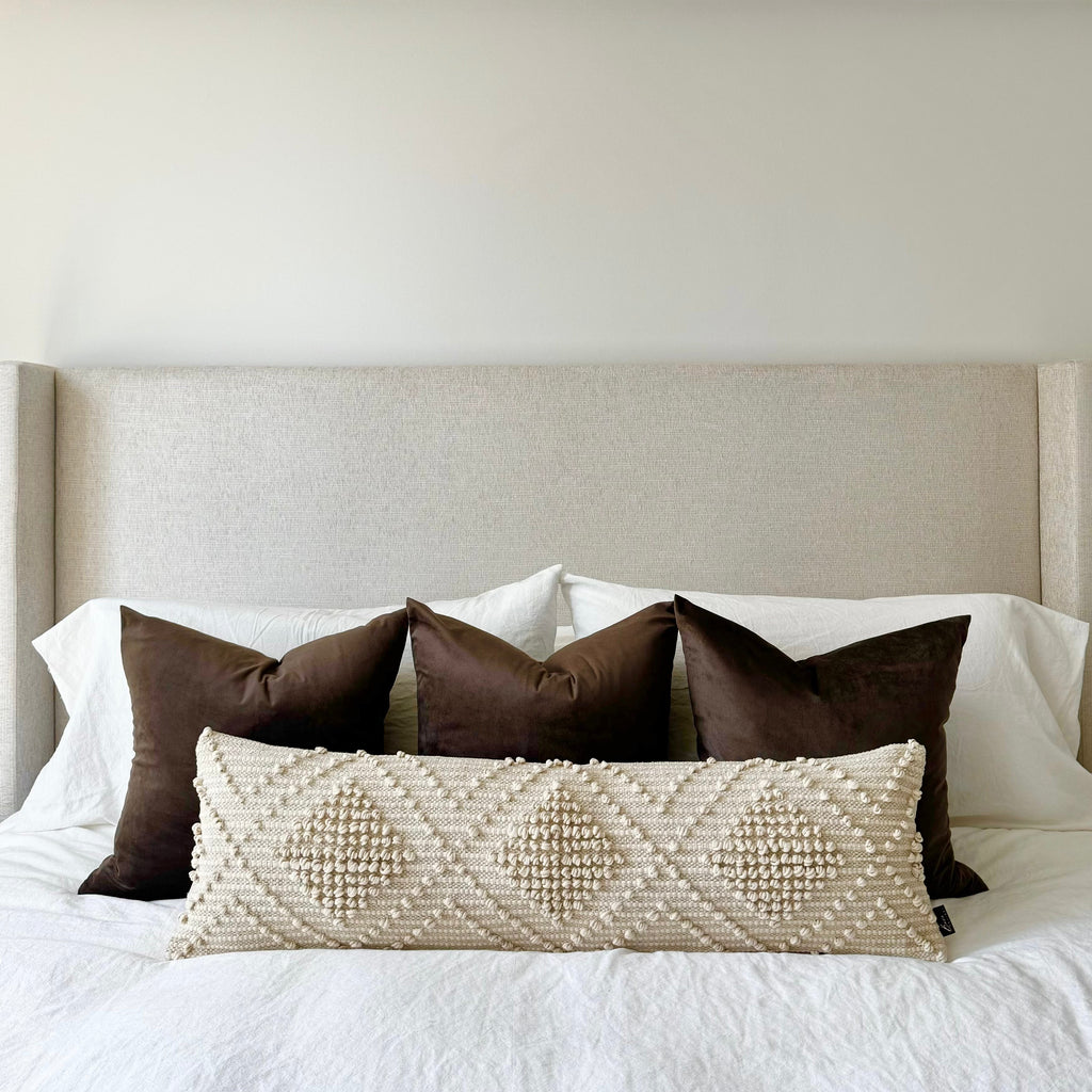 Verona Oversized Lumbar Pillow Cover – Neutral Textured Bed Pillow