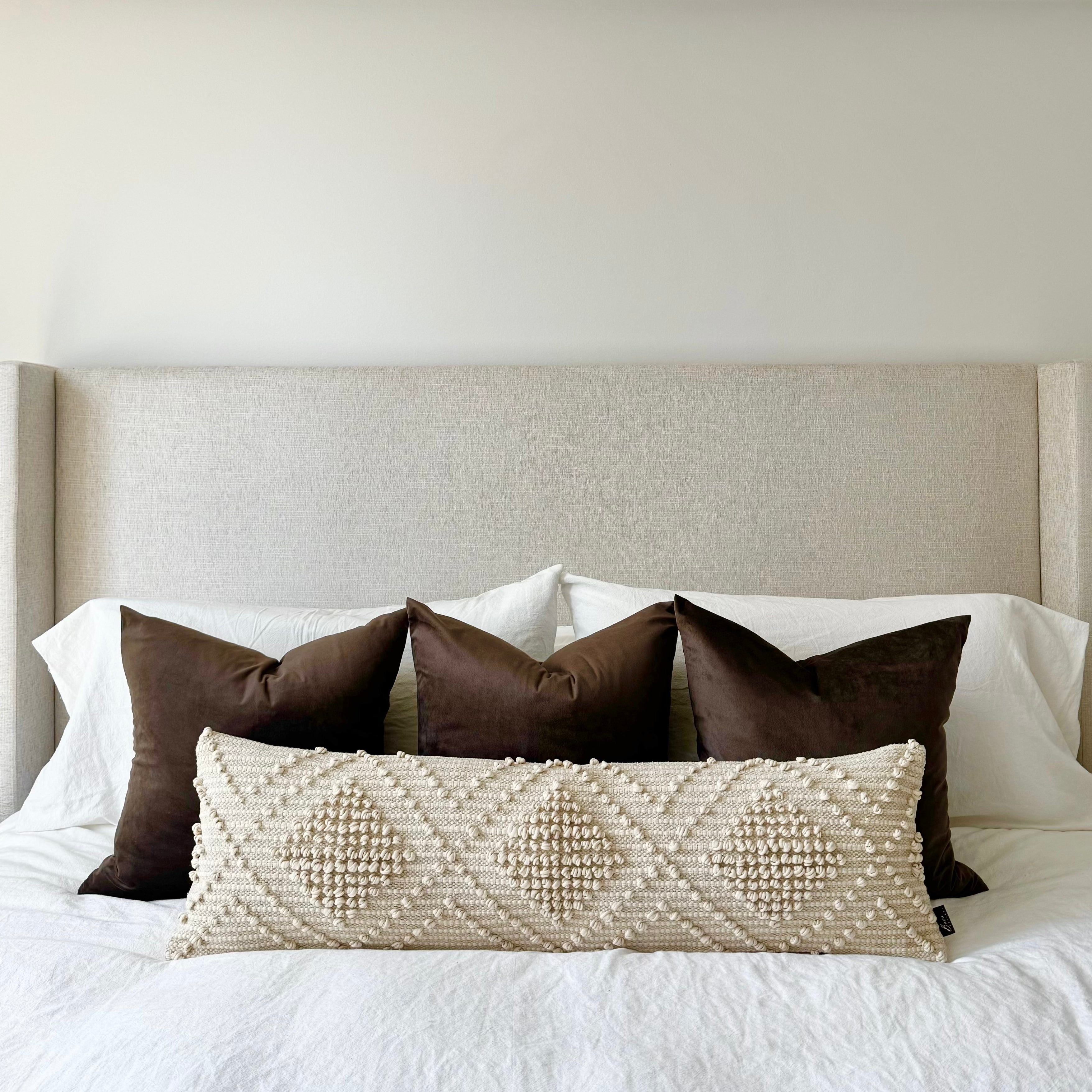 Verona Oversized Lumbar Pillow Cover – Neutral Textured Bed Pillow