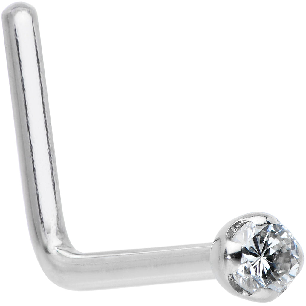 14k Solid White Gold Genuine 1.5mm Diamond Micro Nose Ring
