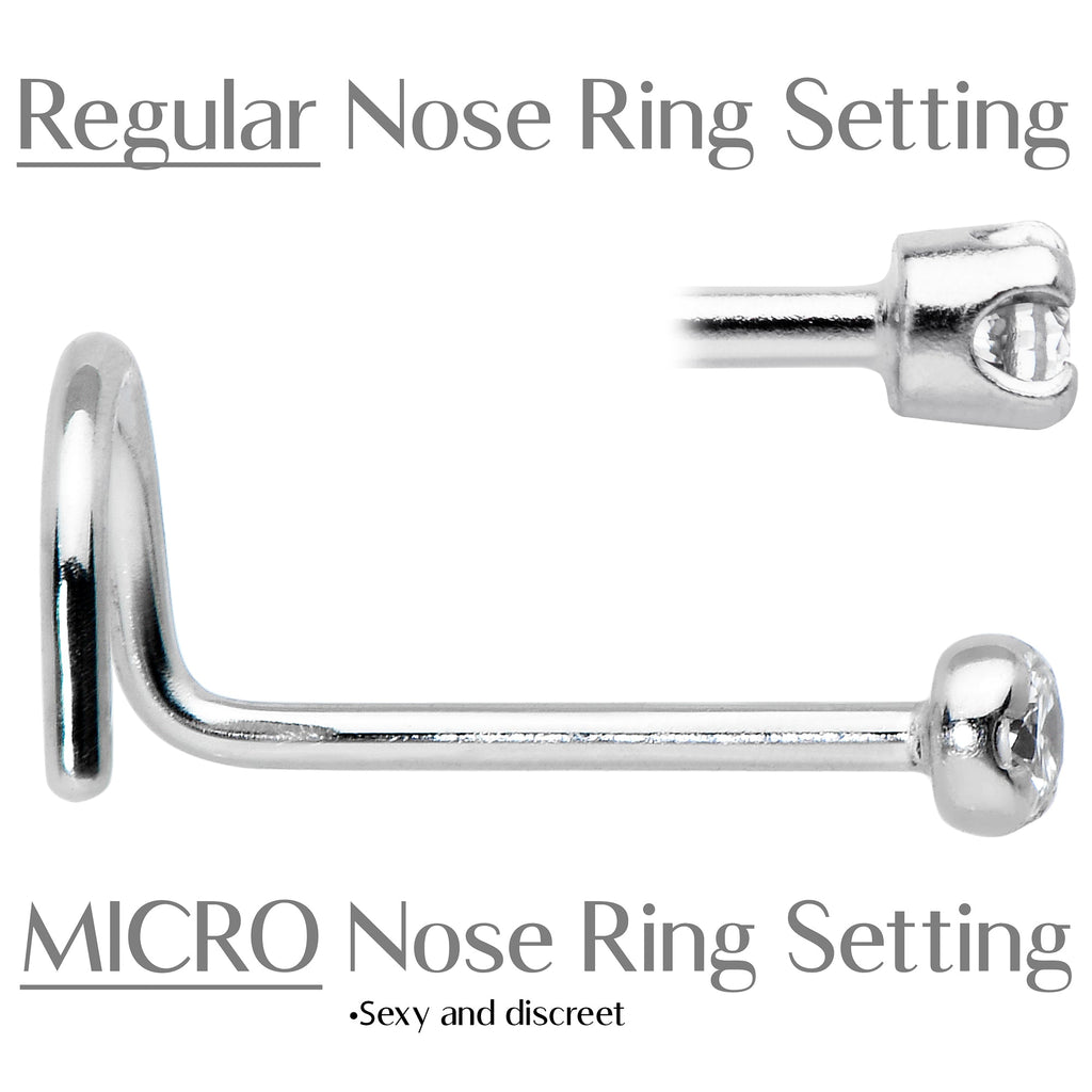 14k Solid White Gold Genuine 1.5mm Diamond Micro Nose Ring