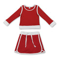 Long sleeves red top skirt kids girls active yoga outfits