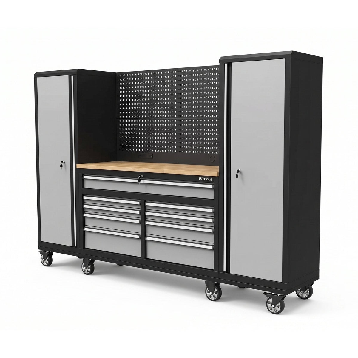 100" Rolling Tool Chest Workstation with Bench Top & Side Lockers