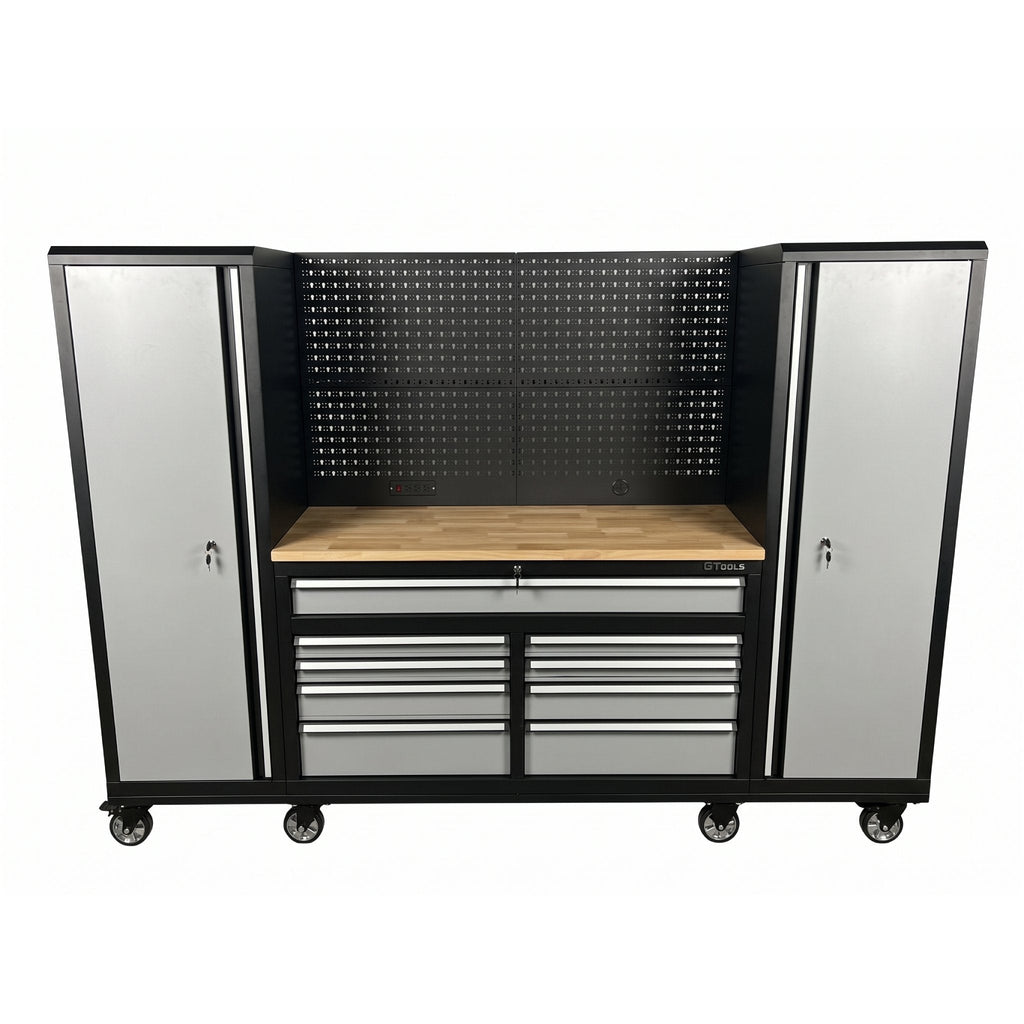 100" Rolling Tool Chest Workstation with Bench Top & Side Lockers