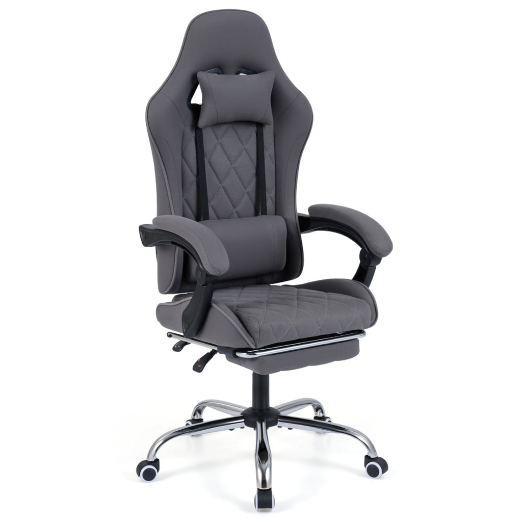 Gaming Chair Height Adjustable Computer Chair with Headrest and Lumbar Support-Gray