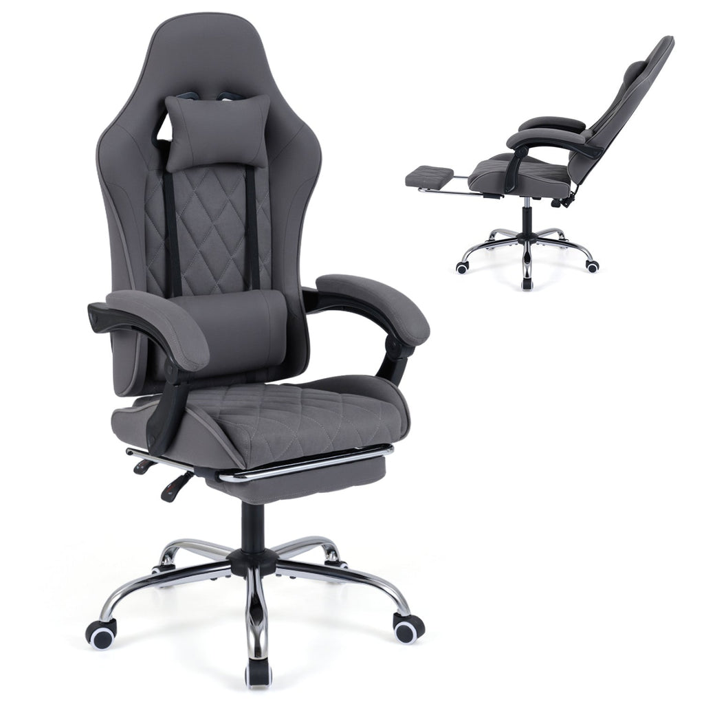Gaming Chair Height Adjustable Computer Chair with Headrest and Lumbar Support-Gray