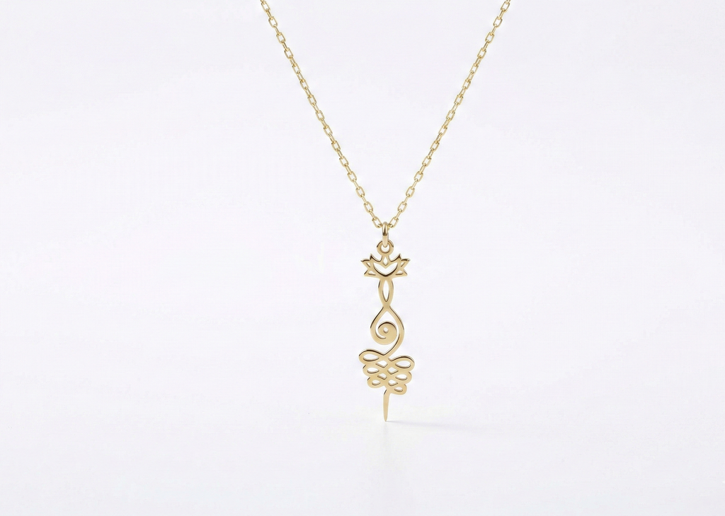 Lotus Unalome Necklace - Sterling Silver Yoga Symbol of Enlightenment
