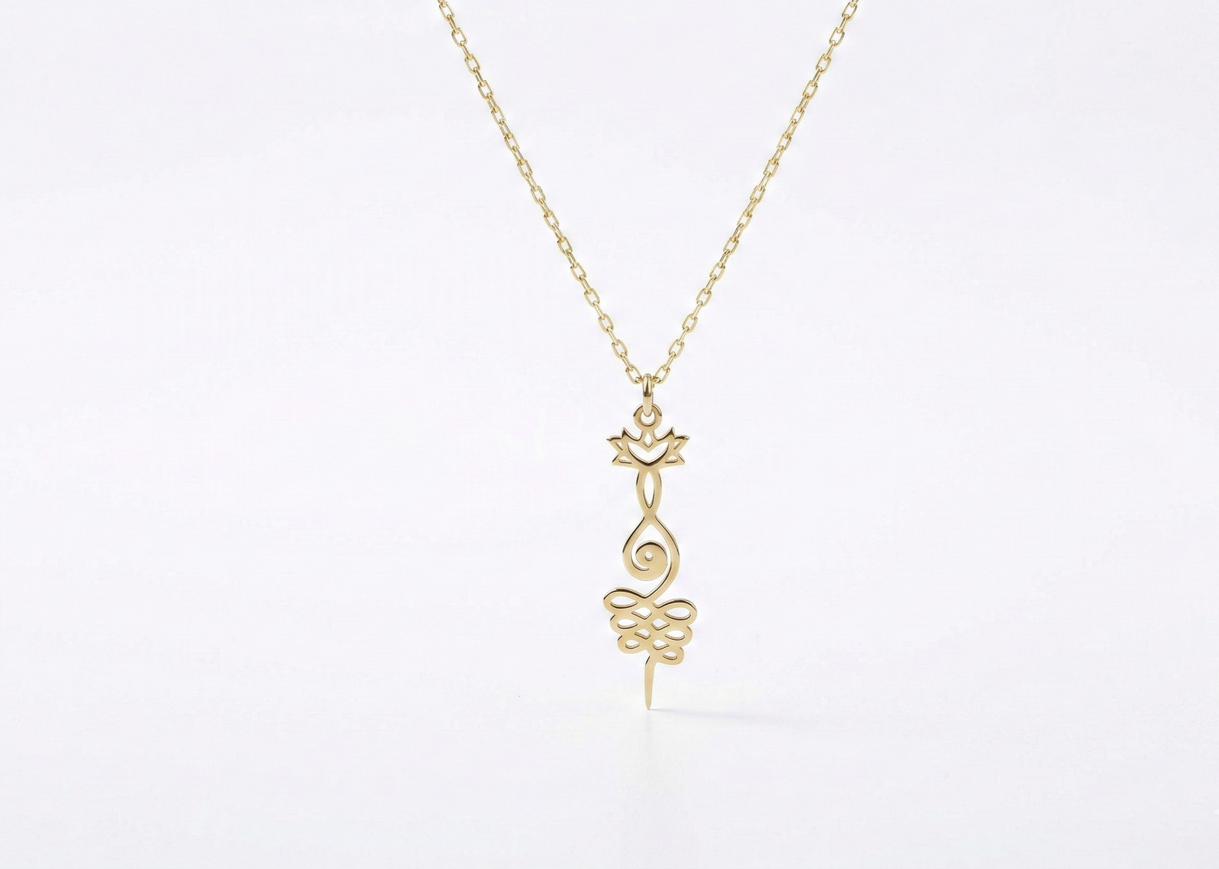 Lotus Unalome Necklace - Sterling Silver Yoga Symbol of Enlightenment