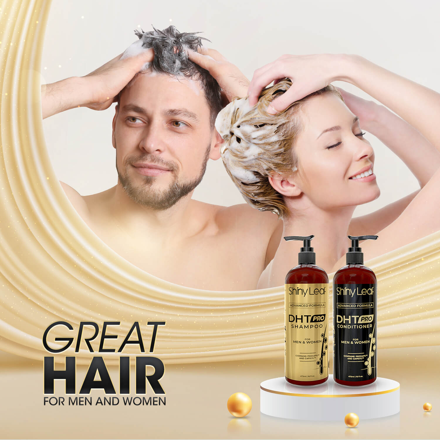 DHT Pro Shampoo with Procapil and Capixyl for Anti-Hair Loss 16 oz Shiny Leaf
