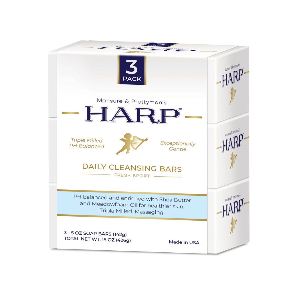 HARP® Fresh Sport Body Wash Bar – pH Balanced (5.0–6.0) Syndet Cleanser, Soap-Free & No Lye, Non-Comedogenic, Gentle for Sensitive & Dry Skin, With Shea Butter & Borage Oil