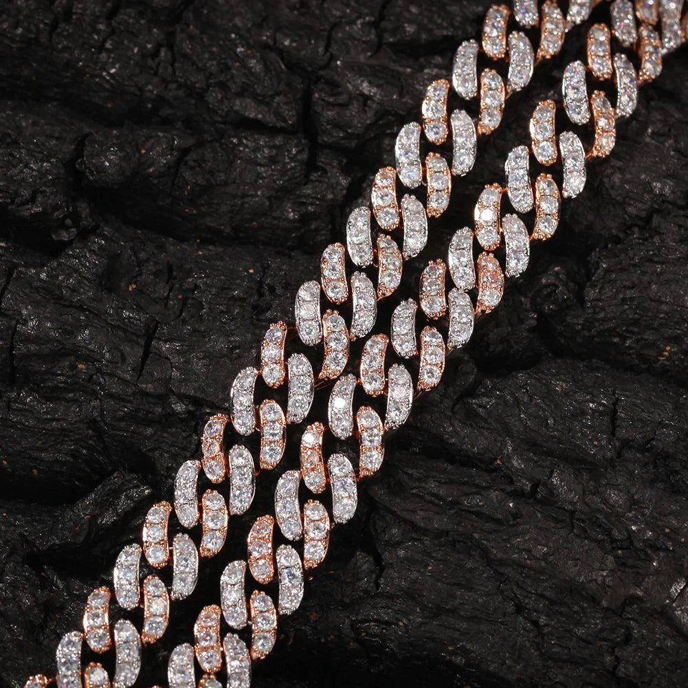 Iced Out Rose Gold Silver Color Cuban Bracelets