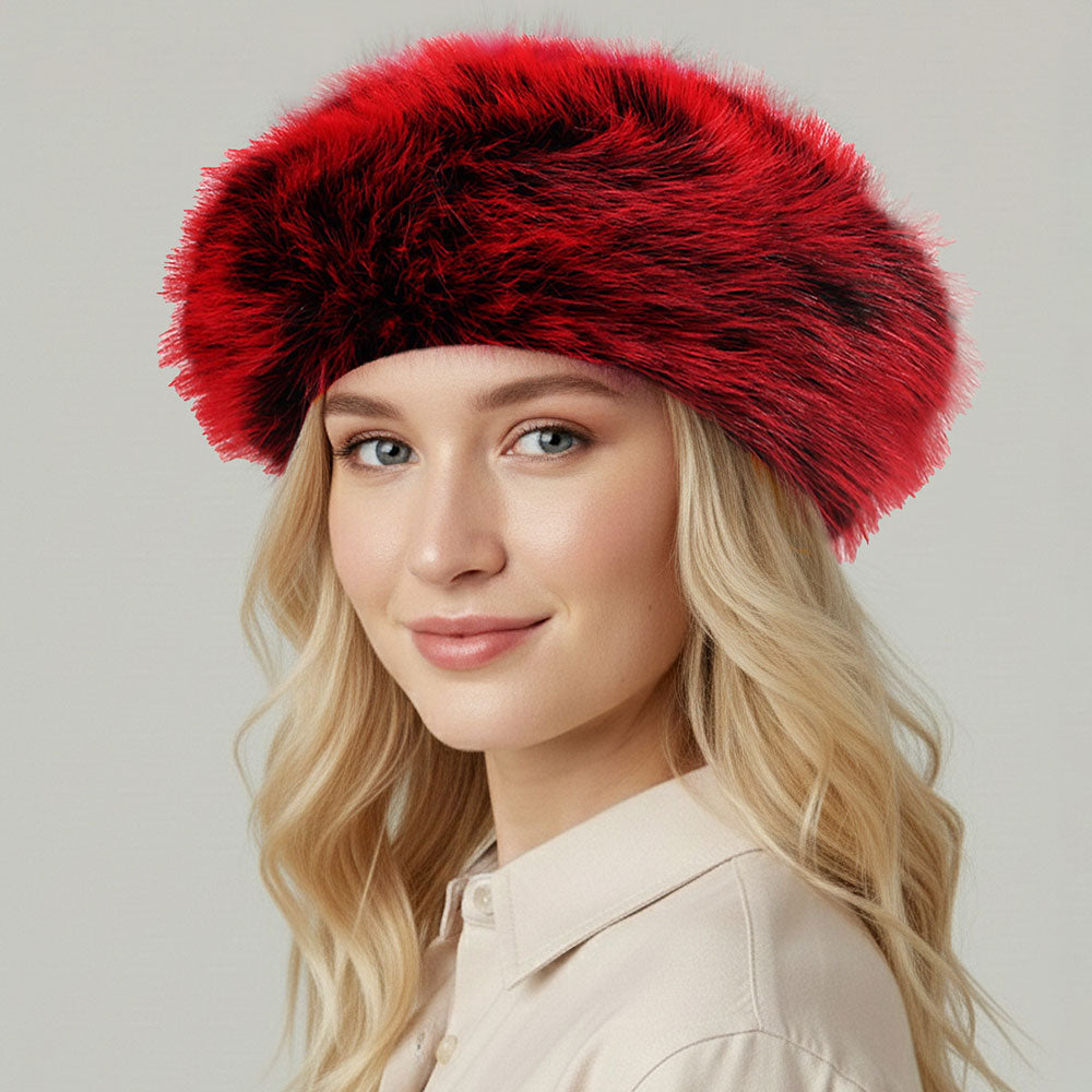 Faux Fur Winter Beret Hat