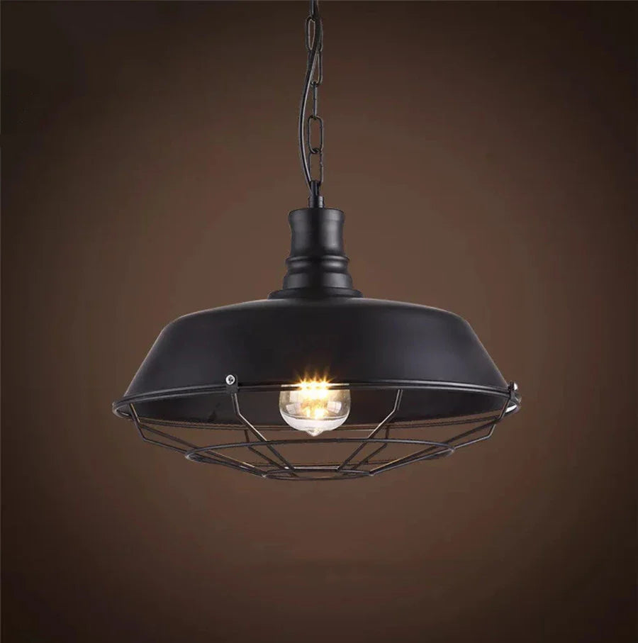 American Barn Pendant Light Vintage Iron Hanging Lamp for Kitchen Living Room Decor