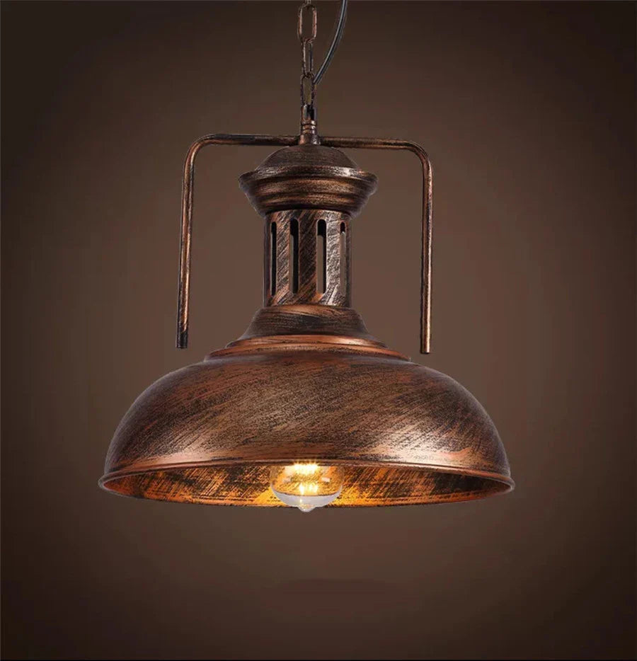 American Barn Pendant Light Vintage Iron Hanging Lamp for Kitchen Living Room Decor